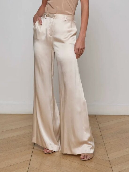L'AGENCE Pants - L'AGENCE Satin Champagne Trouser